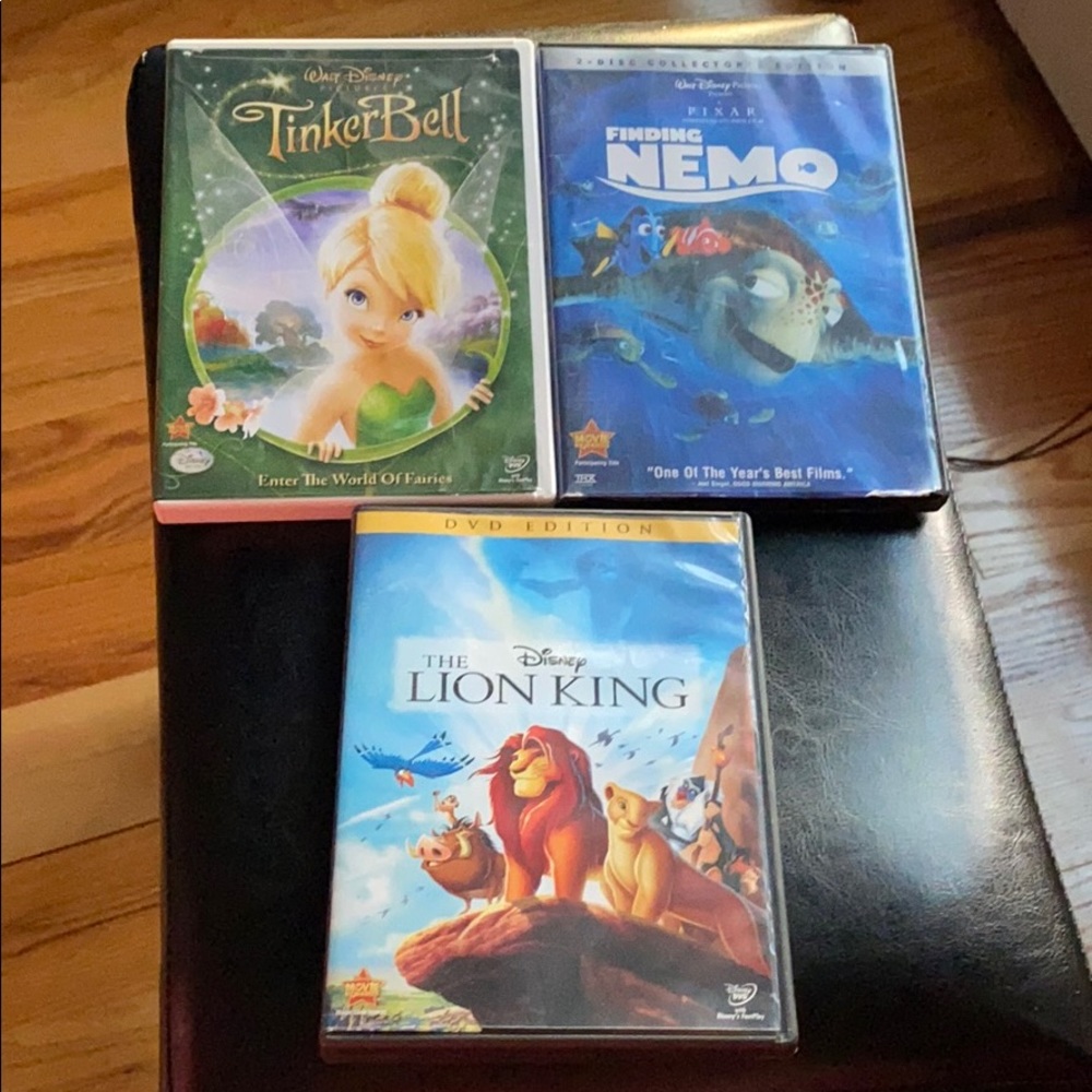 Tinker Bell, Finding Nemo, & The Lion King disks
